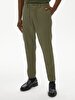 Düz Paça Linen Look Jogger Green Trousers