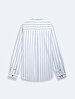 Long Sleeve Striped Print Front Buttoned Blue Shirt