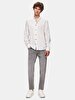 Relaxed Linen Look Mao Collar Blue Shirt