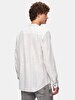 Relaxed Linen Look Mao Collar Blue Shirt