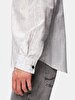 Relaxed Linen Look Mao Collar Blue Shirt