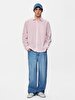 Relaxed Basic Long Sleeve Woven Pink Shirt