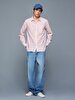 Relaxed Basic Long Sleeve Woven Pink Shirt