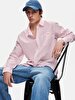 Relaxed Basic Long Sleeve Woven Pink Shirt