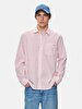 Relaxed Basic Long Sleeve Woven Pink Shirt