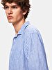 Relaxed Linen Look Blue Shirt