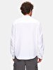 Relaxed Linen Look Long Sleeve Mao Collar White Shirt