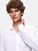 Relaxed Linen Look Long Sleeve Mao Collar White Shirt