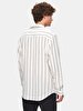 Relaxed Striped Print Cotton Dark Grey Shirt