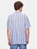 Relaxed Short Sleeve Striped Print Basic Blue Shirt