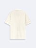 Relaxed Short Sleeve Striped Print Basic Woven Beige Shirt