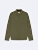Relaxed Linen Look Basic Green Shirt