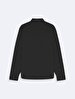 Relaxed Linen Look Basic Black Shirt