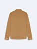 Relaxed Linen Look Basic Brown Shirt