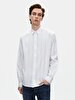 Relaxed Striped Print Long Sleeve Blue Shirt