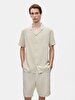 Basic Woven Short Sleeve Beige Shirt