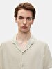 Basic Woven Short Sleeve Beige Shirt