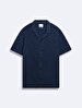 Basic Woven Short Sleeve Relaxed Navy Shirt