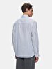 Linen Look Striped Print Long Sleeve White Shirt