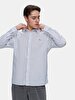 Linen Look Striped Print Long Sleeve White Shirt