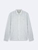 Striped Print Long Sleeve Linen Look Regular Green Shirt