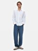 Basic Linen Look Regular Long Sleeve White Shirt