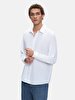 Basic Linen Look Regular Long Sleeve White Shirt