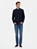 Basic Linen Look Regular Long Sleeve Navy Shirt