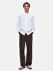 Basic Linen Look Regular Long Sleeve White Shirt