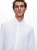 Basic Linen Look Regular Long Sleeve White Shirt
