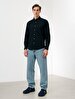 Basic Linen Look Regular Long Sleeve Navy Shirt
