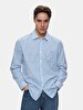 Linen Look Striped Print Regular Long Sleeve Dust Shirt