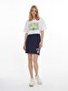 Short Sleeve Crew Neck Print Crop White T-shirt