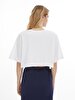 Short Sleeve Crew Neck Print Crop White T-shirt