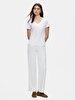Short Sleeve Basic V-neck Regular White T-shirt