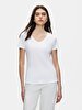 Short Sleeve Basic V-neck Regular White T-shirt