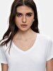 Short Sleeve Basic V-neck Regular White T-shirt