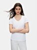 Short Sleeve Basic V-neck Regular White T-shirt