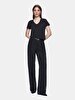 Short Sleeve Basic V-neck Regular Black T-shirt