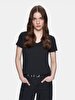Short Sleeve Basic V-neck Regular Black T-shirt