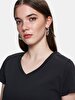 Short Sleeve Basic V-neck Regular Black T-shirt
