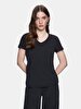 Short Sleeve Basic V-neck Regular Black T-shirt