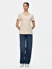 Short Sleeve Basic V-neck Regular Grey T-shirt