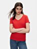 Short Sleeve Basic V-neck Regular Red T-shirt