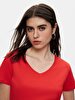 Short Sleeve Basic V-neck Regular Red T-shirt