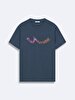 Sign With Print Short Sleeve Regular Dark Blue T-shirt