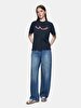 Sign With Print Short Sleeve Regular Navy T-shirt