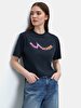 Sign With Print Short Sleeve Regular Navy T-shirt