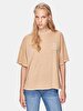 Relaxed Short Sleeve Surface With Print Beige T-shirt