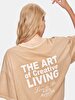 Relaxed Short Sleeve Surface With Print Beige T-shirt